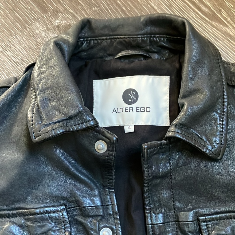 ALTER EGO Black Leather Jacket - Picture 13 of 17